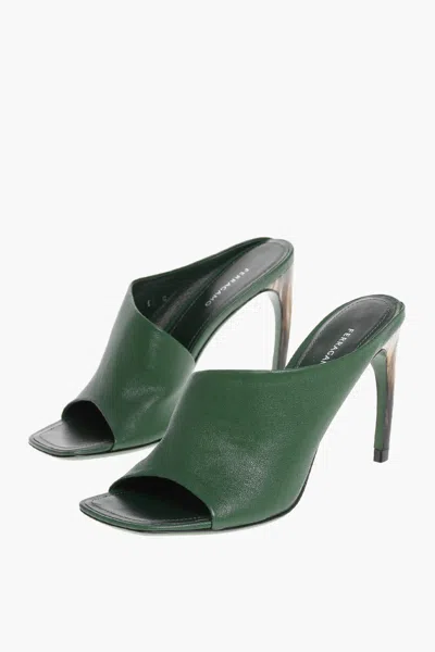 Ferragamo Leather Nymphe Open Toe Mules 8cm In Green