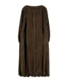 Ferragamo Suede Overcoat With Elastic Hem And Side Pockets In Brown