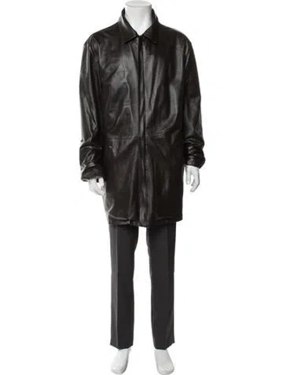 Pre-owned Ferragamo Leather Overcoat In Brown