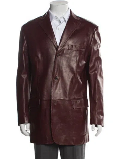 Pre-owned Ferragamo Leather Overcoat In Red