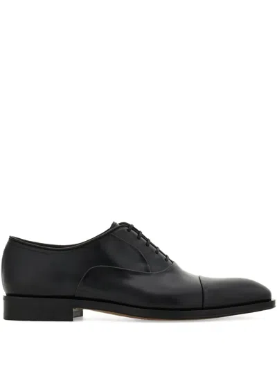 Ferragamo Leather Oxford Shoes In Black