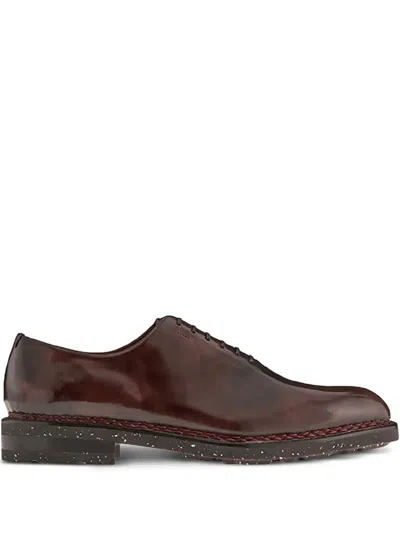 Ferragamo Leather Oxford Shoes In Brown