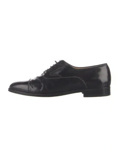 Pre-owned Ferragamo Leather Oxfords In Black