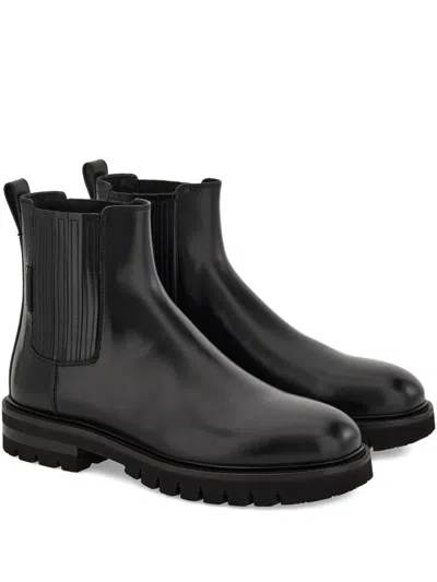 FERRAGAMO LEATHER PANELLED CHELSEA BOOTS