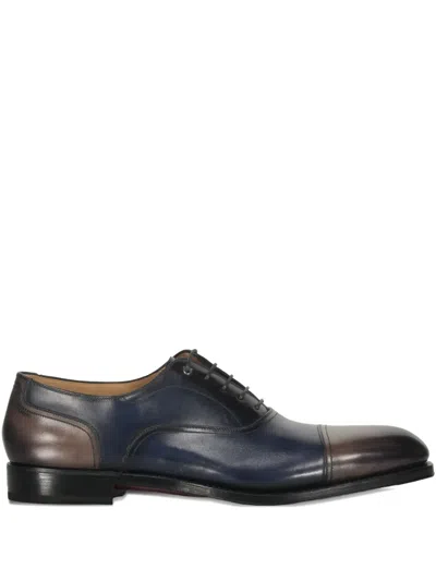Ferragamo Leather Panelled Shoes In Black
