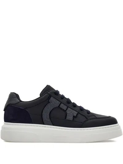 Ferragamo Leather Panelled Sneakers In Multi