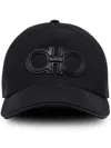 Ferragamo Leather-patch Logo Cap In Black