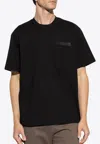 Ferragamo Leather Patch T-shirt In Black