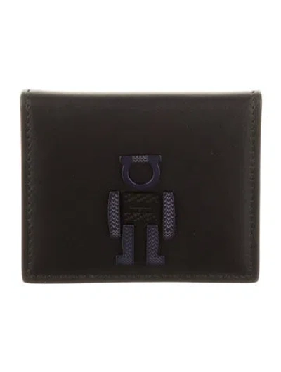 Pre-owned Ferragamo Leather Patterned Wallet In Black