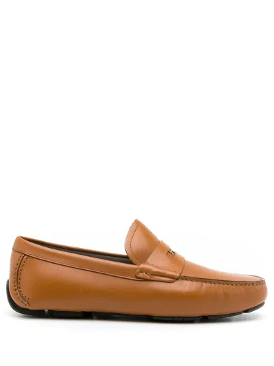 Ferragamo Leather Penny Driving Loafers In Brown