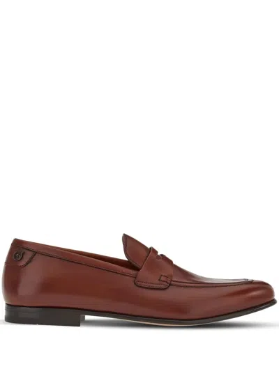 Ferragamo Leather Penny Loafers In Brown