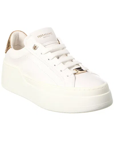 Ferragamo Leather Platform Sneaker In White