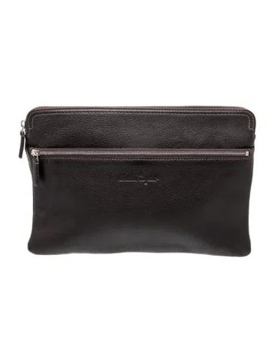 Pre-owned Ferragamo Leather Portfolio In Black