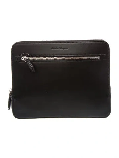 Pre-owned Ferragamo Leather Portfolio W/ Tags In Black