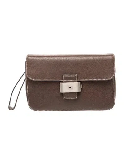 Pre-owned Ferragamo Leather Pouch In Brown