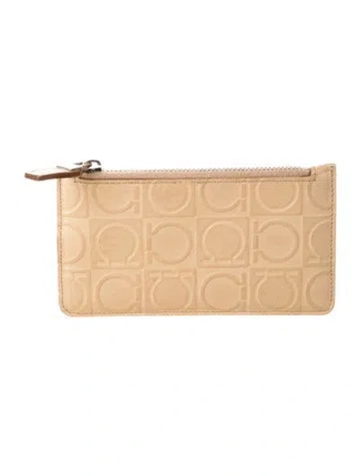 Pre-owned Ferragamo Leather Pouch In Neutral