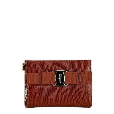 Pre-owned Ferragamo Leather Pouch () In Brown