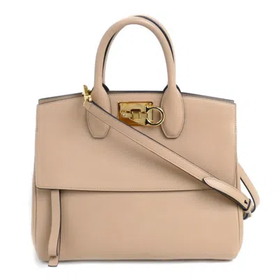 Pre-owned Ferragamo Leather Pouch Shoulder Bag () In Beige