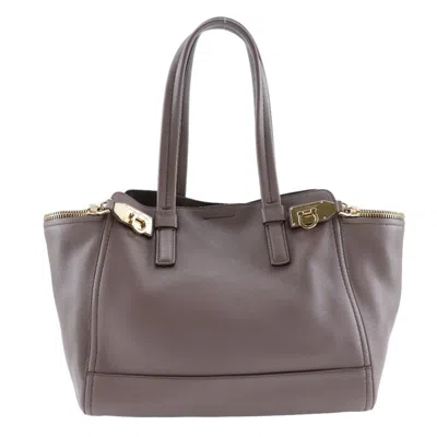 Pre-owned Ferragamo Leather Pouch Tote Bag () In Brown