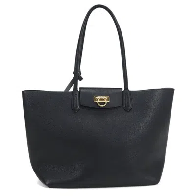 Pre-owned Ferragamo Leather Pouch Tote Bag () In Black