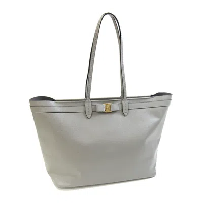 Pre-owned Ferragamo Leather Pouch Tote Bag () In Grey
