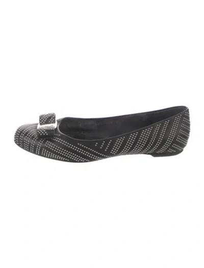 Pre-owned Ferragamo Leather Printed Ballet Flats In Black