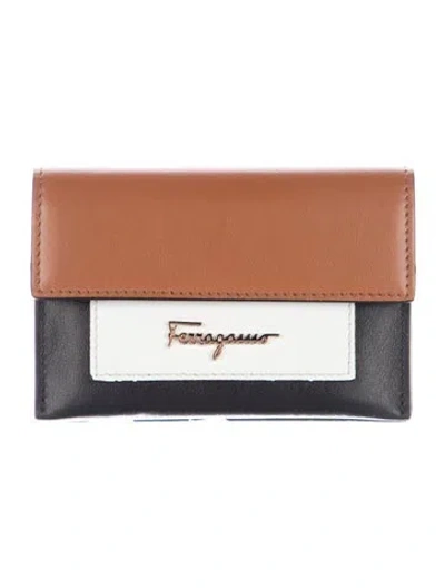 Pre-owned Ferragamo Leather Printed Bifold Wallet In Brown