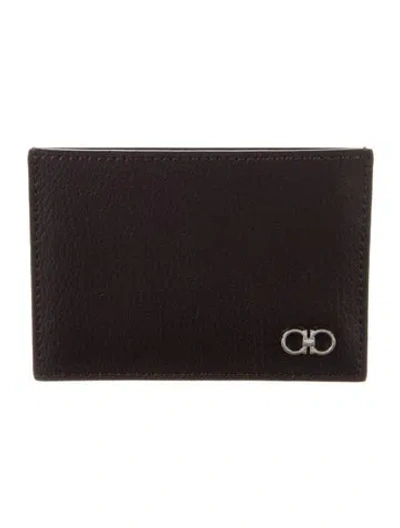 Pre-owned Ferragamo Leather Printed Card Holder In Brown