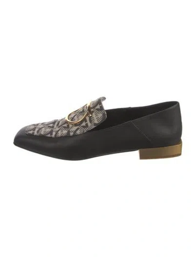 Pre-owned Ferragamo Leather Printed Loafers In Black
