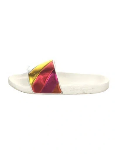 Pre-owned Ferragamo Leather Printed Slides In Multi