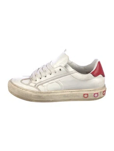 Pre-owned Ferragamo Leather Printed Sneakers In White