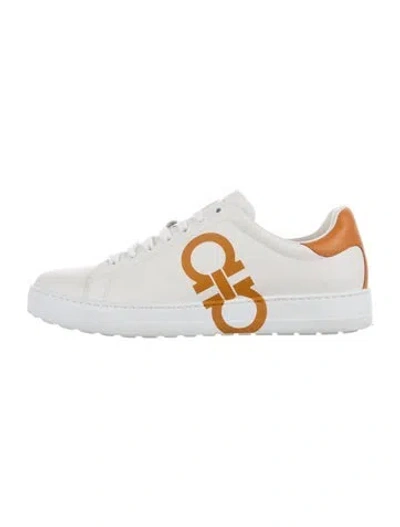 Pre-owned Ferragamo Leather Printed Sneakers In White