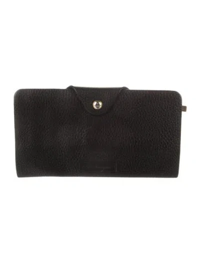 Pre-owned Ferragamo Leather Printed Wallet In Black