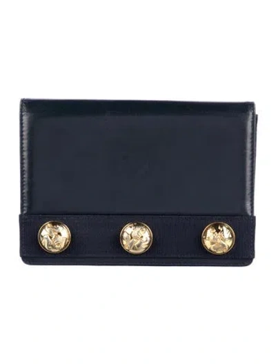Pre-owned Ferragamo Leather Printed Wallet In Blue