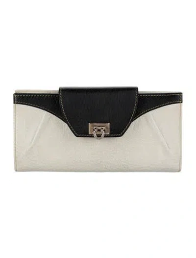 Pre-owned Ferragamo Leather Printed Wallet In Neutral