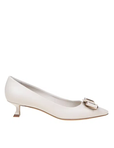 Ferragamo Zelma Pump In Leather With Bow In White