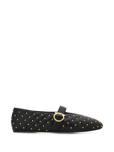 Ferragamo Leather Quilted Ballet Flats In Black