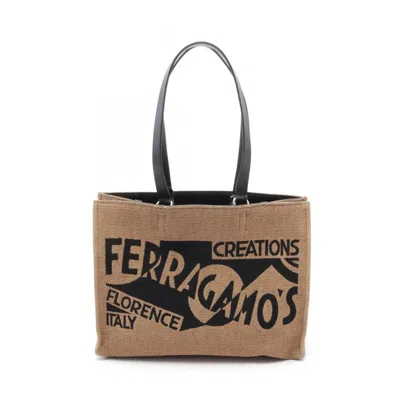 Pre-owned Ferragamo Leather Raffia Tote Bag () In Multi