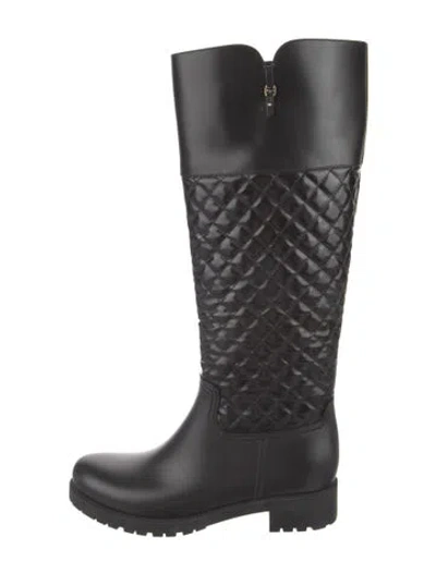Pre-owned Ferragamo Leather Rain Boots In Black