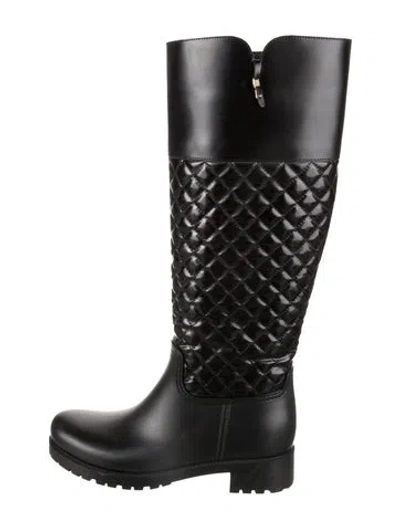 Pre-owned Ferragamo Leather Rain Boots In Black