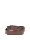 Ferragamo Reversible Leather Belt Stitched Rod In Brown