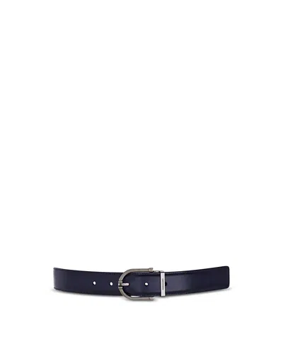 Ferragamo Leather Reversible Belt In Blue