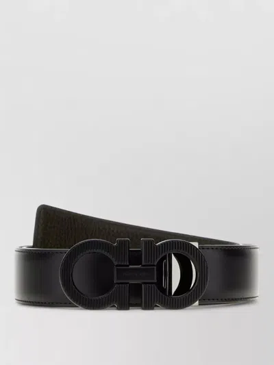 Ferragamo Leather Reversible Belt In Black