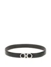 Ferragamo Adjustable Reversible Gancini Smooth Finish Belt In Black