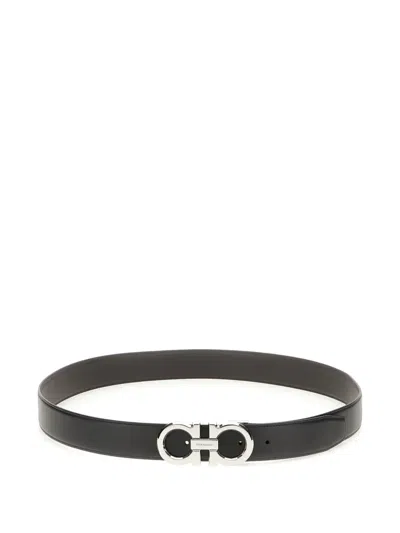 Ferragamo Reversible Gancini Belt In Leather In 014