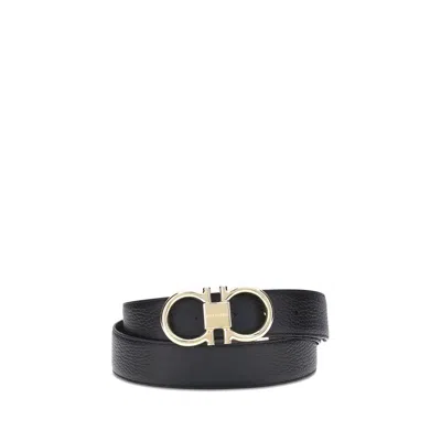 Ferragamo Leather Reversible Men's Belt In Black