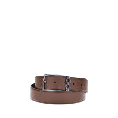 Ferragamo Leather Reversible Men's Belt In Brown