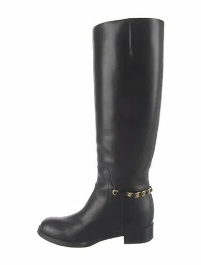 Pre-owned Ferragamo Leather Riding Boots In Black