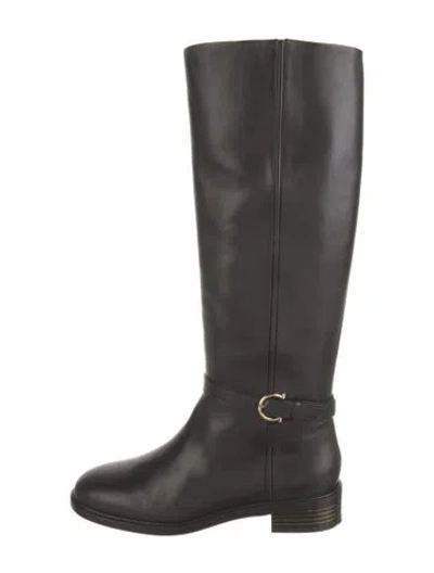 Pre-owned Ferragamo Leather Riding Boots In Black