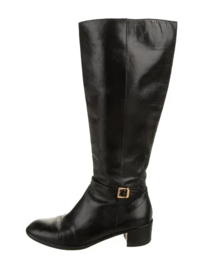 Pre-owned Ferragamo Leather Riding Boots In Black